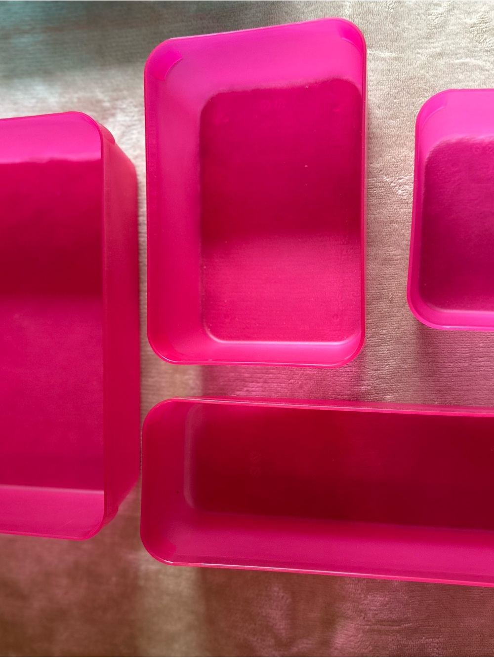 Bright Pink Plastic Storage Trays — Unbranded Set